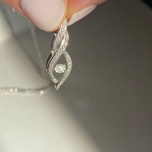 GENUINE Diamond necklace 925 Sterling silver - Picture 6 of 15